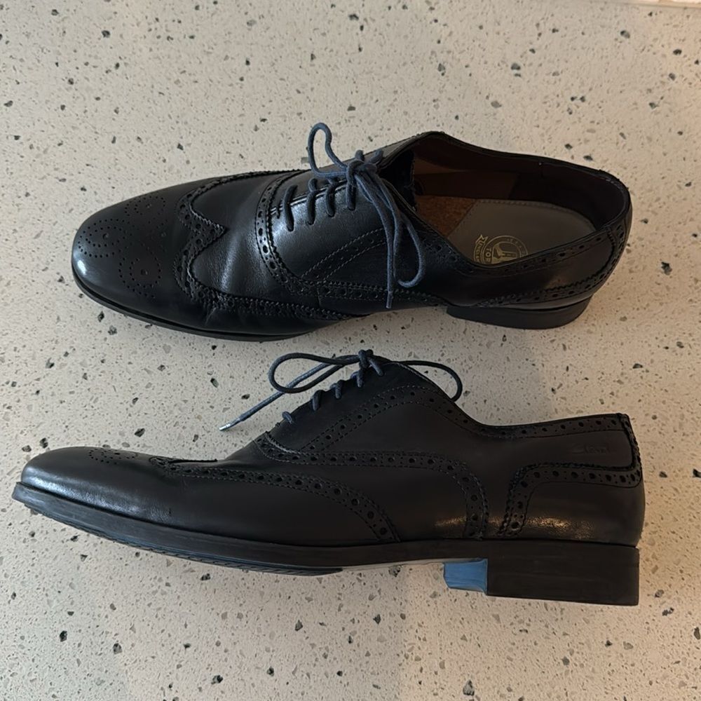 Clarks C & J Clark TOR England Men’s US 10.5 Black Leather Dresss Oxfords Shoes